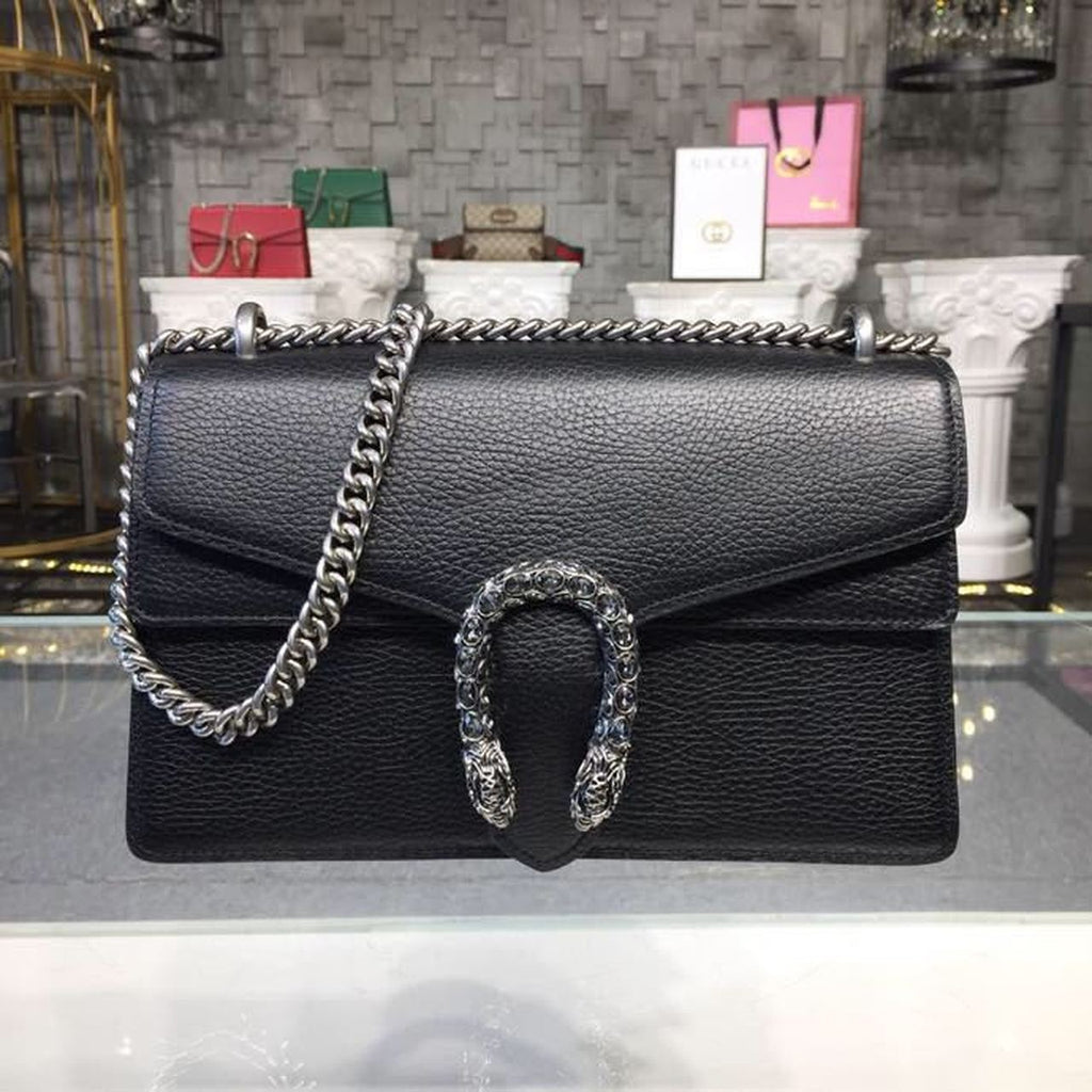 GLAMIonysus Shoulder Bag Black Metal-Free Tanned For Women 11in/28cm 400249 CAOGN 8176