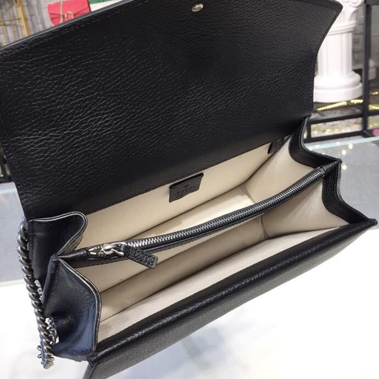 Gucci Dioronysus Shoulder Bag Black Metal-Free Tanned For Women 11in/28cm Gucci 400249 CAOGN 8176