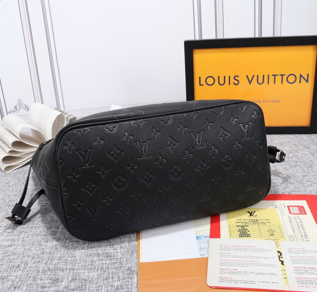 Louis Vuitton Neverfull MM Tote Bag Monogram Empreinte Black For Women,  Shoulder Bags 12.2in/31cm Louis Vuitton M45685
