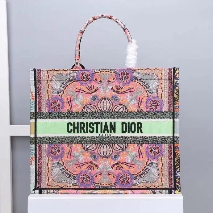 Dior Large Book Tote Multicolor In Lights Embroidery, Pink Multicolor, For Women Women’s Handbags, Shoulder Bags, 42cm CD