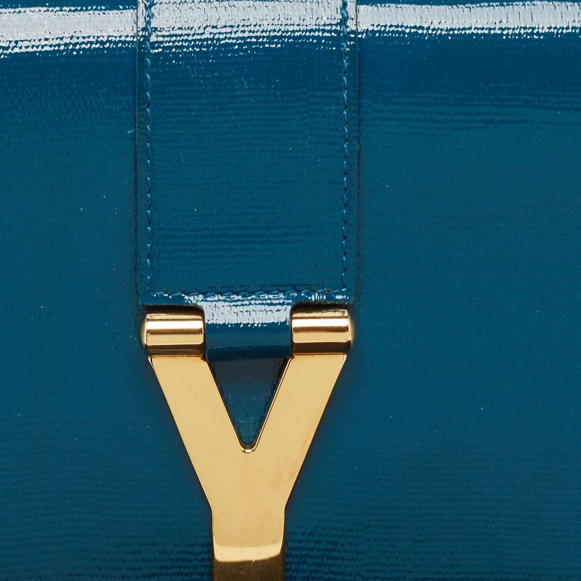 Saint Laurent Teal Green  Leather Y Line Clutch