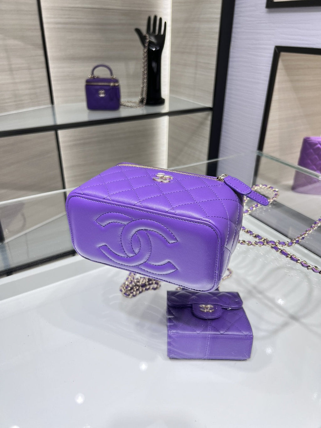 Chanelouis Vuittonanity With Chain SiLouis Vuittoner Hardware Purple For Women Handbags, Shoulder Bags 6.7in/17cm