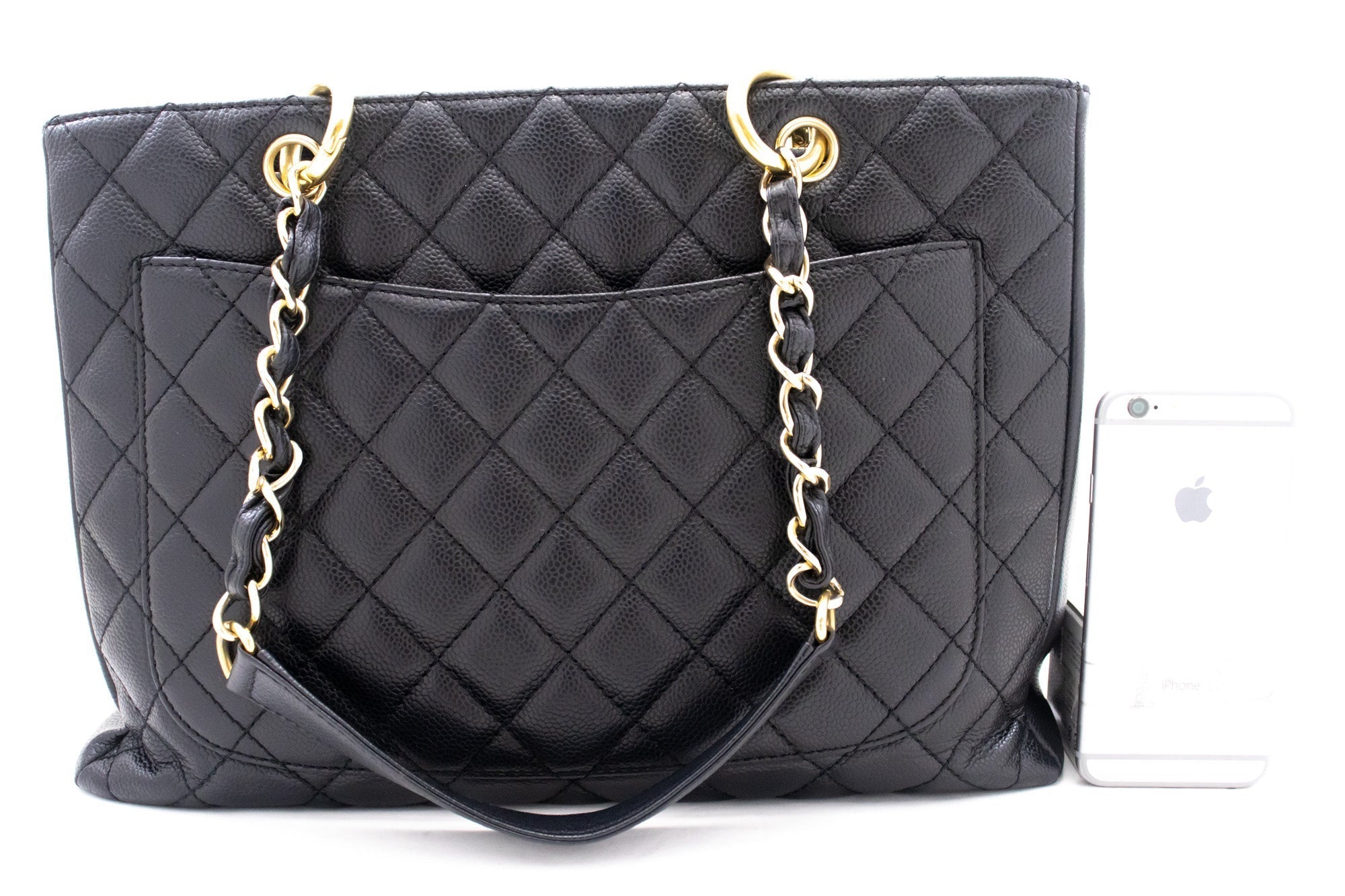 CHANEL Caviar GST 13" Grand Shopping Tote Chain Shoulder Bag Black k54