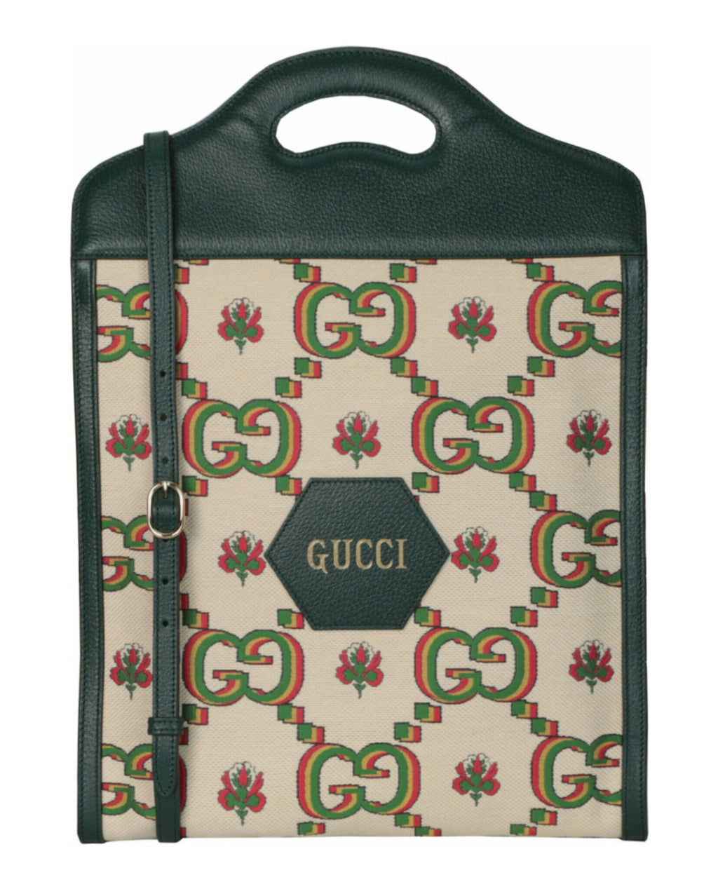Gucci Womens Gucci Monogram Floral Pattern Jacquard 100th Anniversary Tote