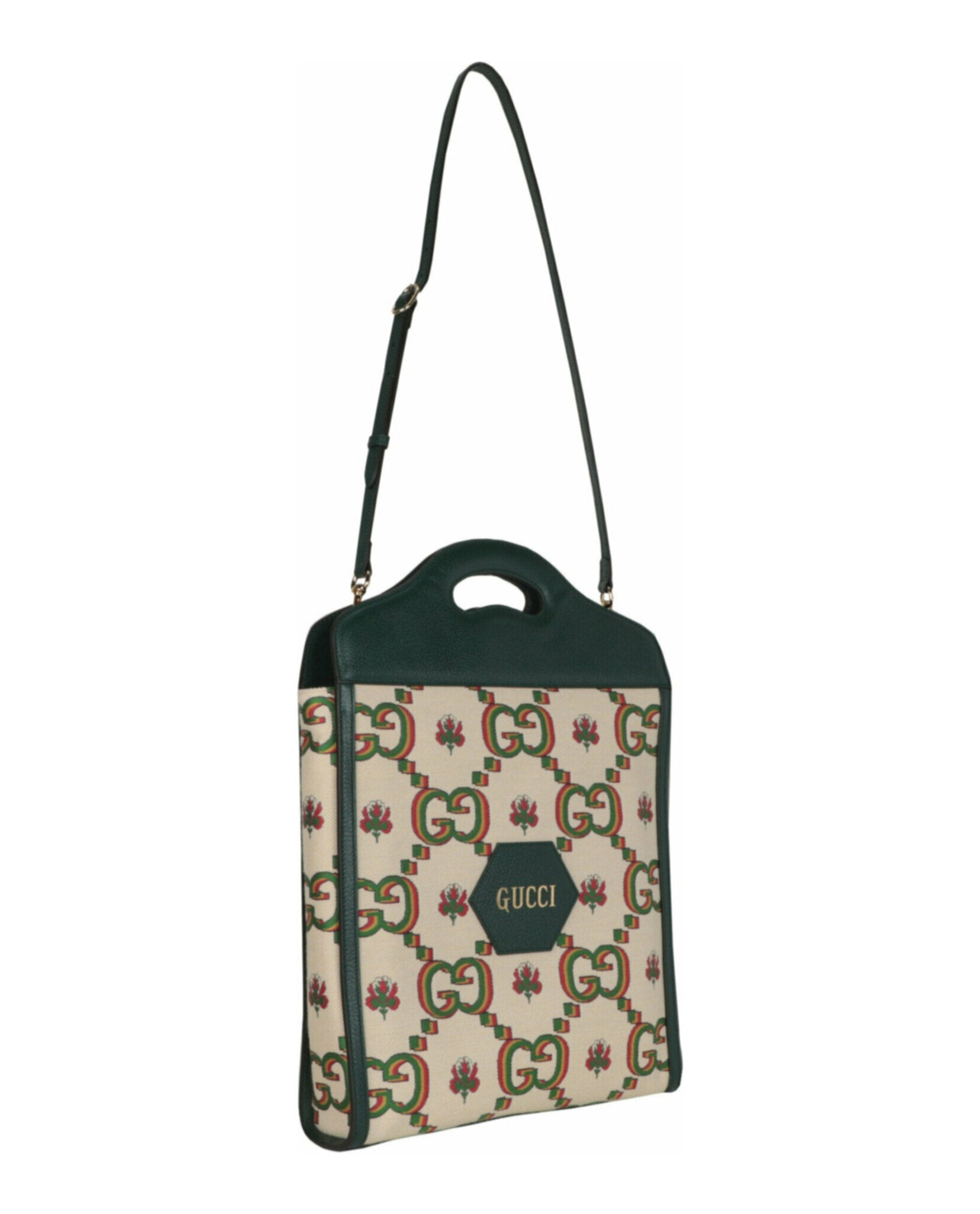 Gucci Womens Gucci Monogram Floral Pattern Jacquard 100th Anniversary Tote
