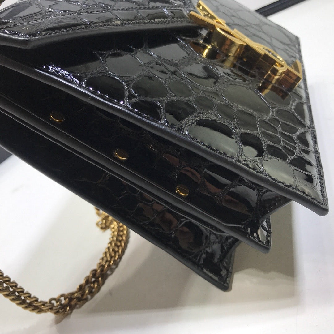 Cassandra Small Crossbody Bag With Stone Print Black For Women 7.4in/19cm YSL