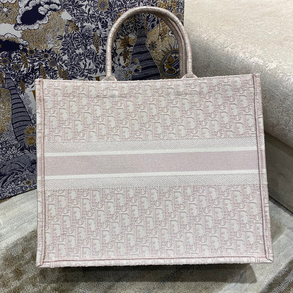 Dior Large Book Tote Rose Des Vents Oblique Embroidery, Pink, For Women Women’s Handbags, Shoulder Bags, 42cm CD