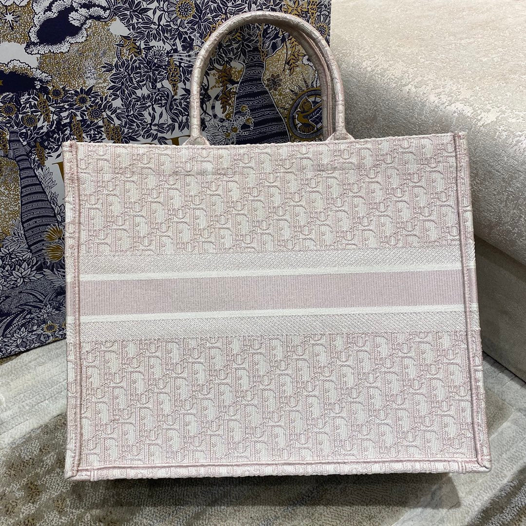 Dior Large Book Tote Rose Des Vents Oblique Embroidery, Pink, For Women Women’s Handbags, Shoulder Bags, 42cm CD