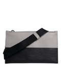 Dolce & Gabbana Black White Leather Logo Embossed Crossbody Bag