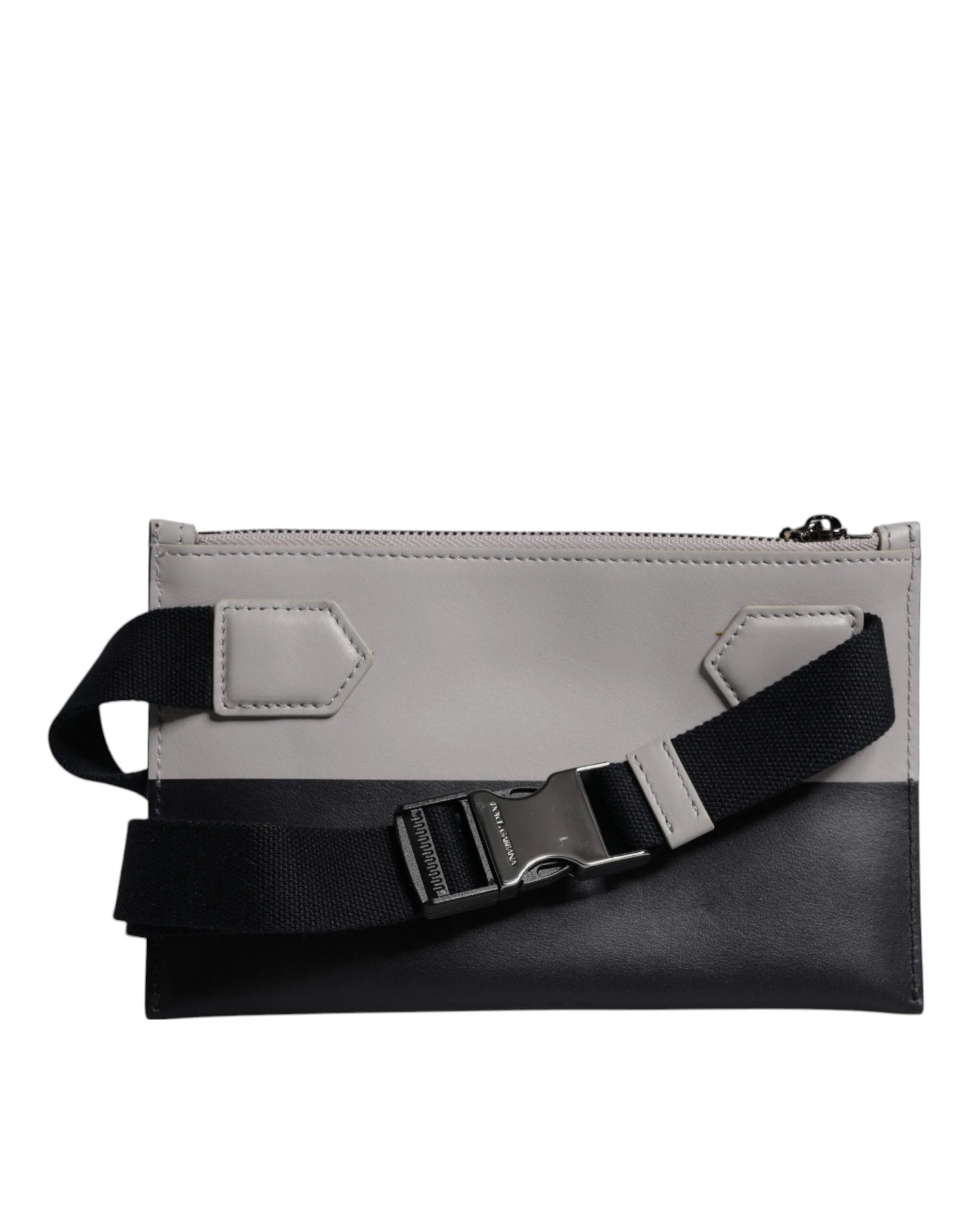 Dolce & Gabbana Black White Leather Logo Embossed Crossbody Bag