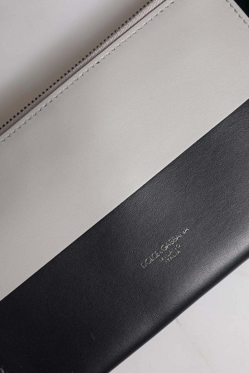 Dolce & Gabbana Black White Leather Logo Embossed Crossbody Bag