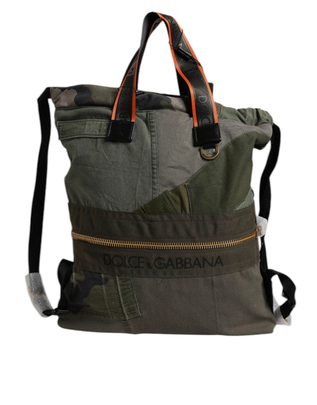 Dolce & Gabbana Military Green Patchwork Rucksack Backpack Bag