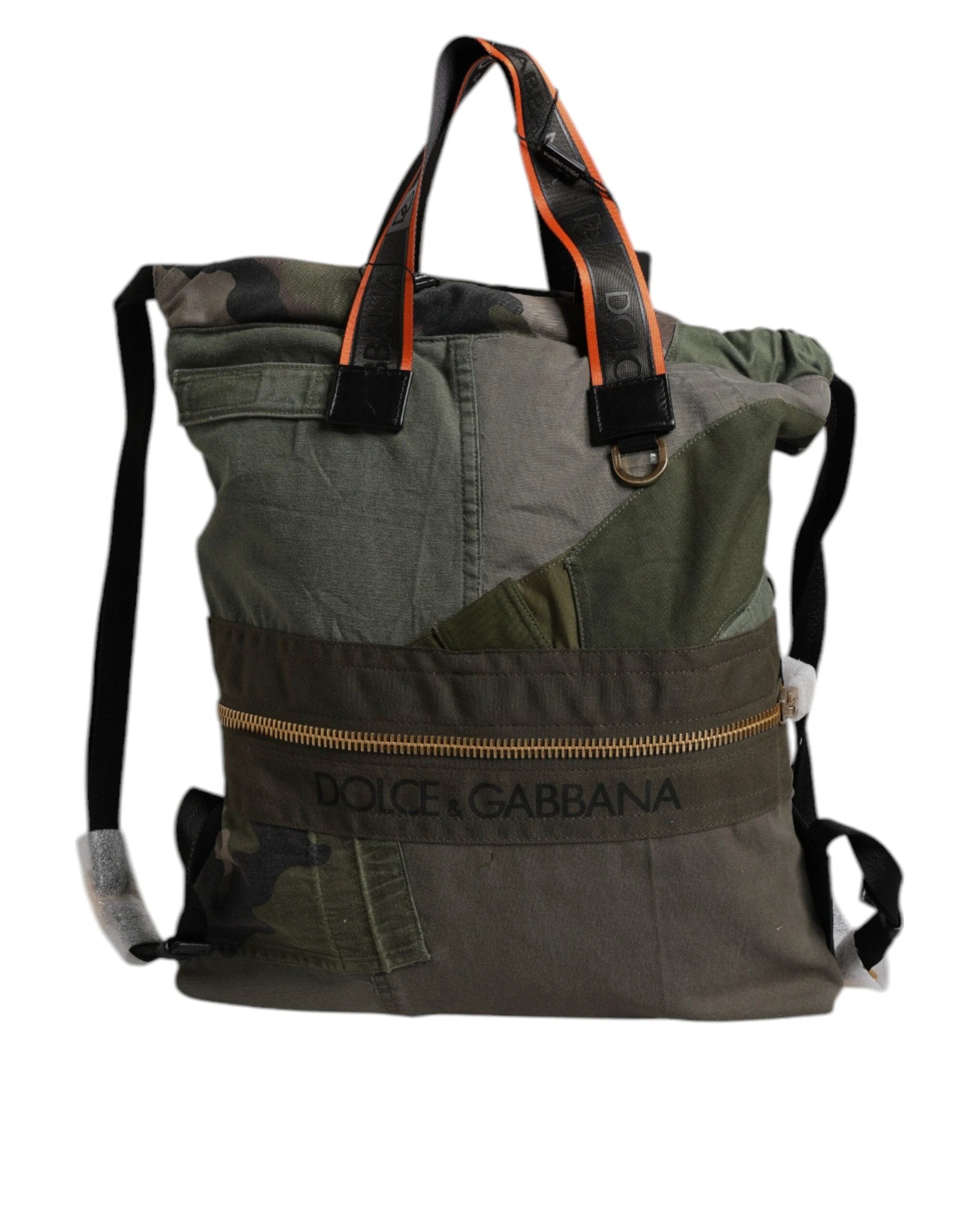 Dolce & Gabbana Military Green Patchwork Rucksack Backpack Bag