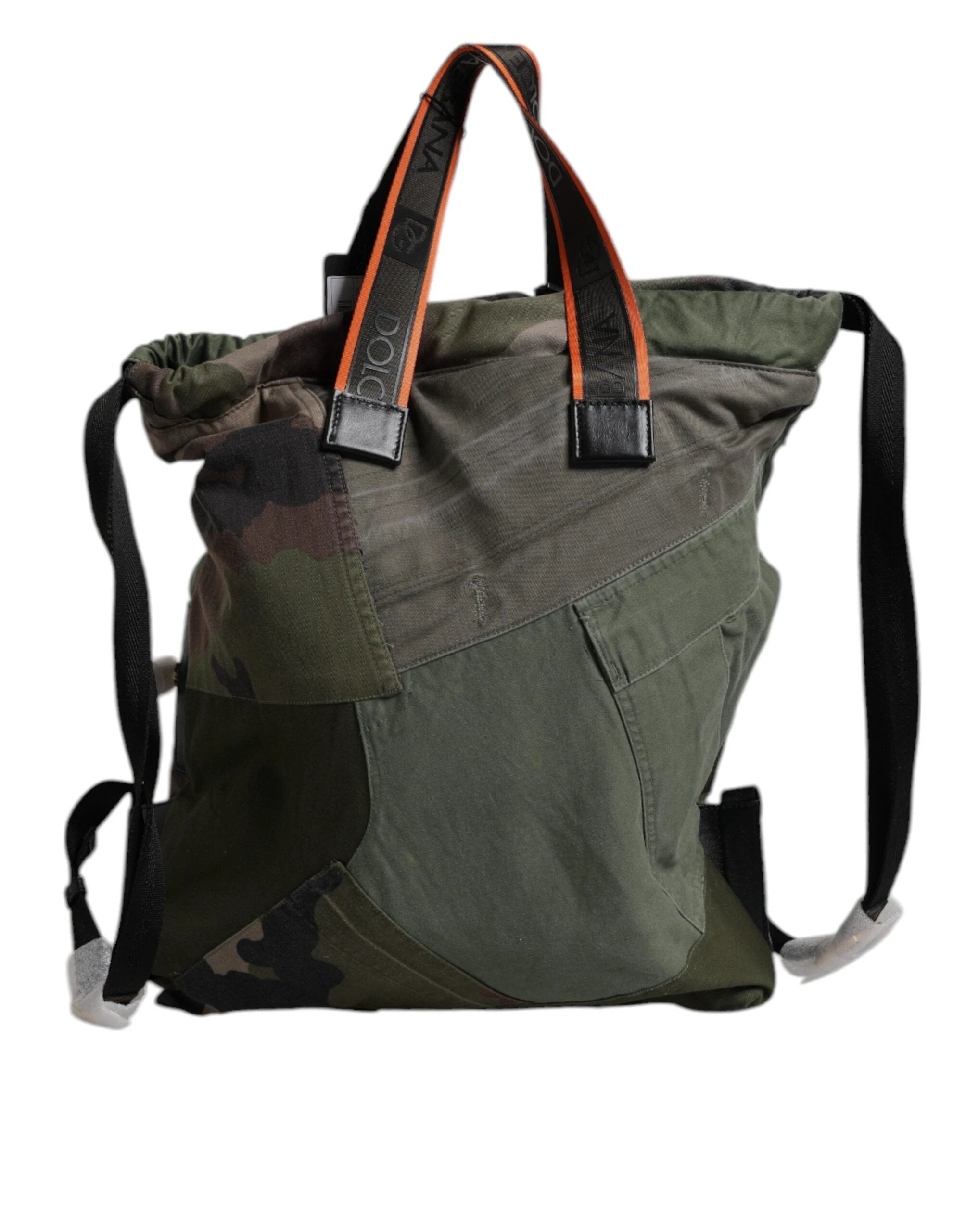 Dolce & Gabbana Military Green Patchwork Rucksack Backpack Bag