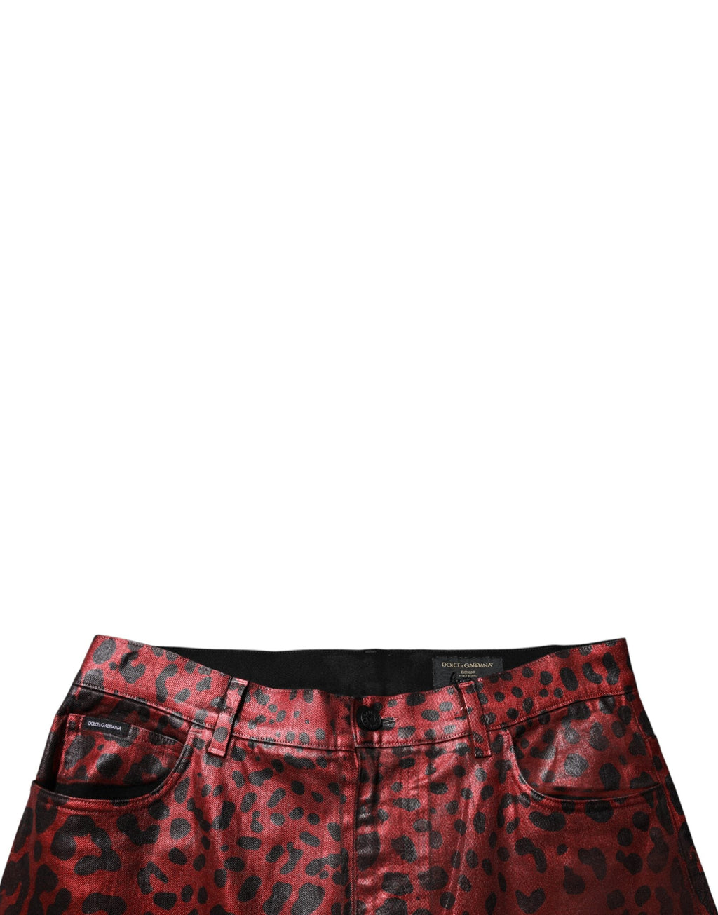 Dolce & Gabbana Red Leopard Cotton Straight Men Denim Jeans