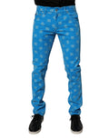 Dolce & Gabbana Blue Logo Monogram Cotton Skinny Denim Jeans