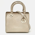 Dior Gold Microcannage  Leather Medium Lady Dior Tote