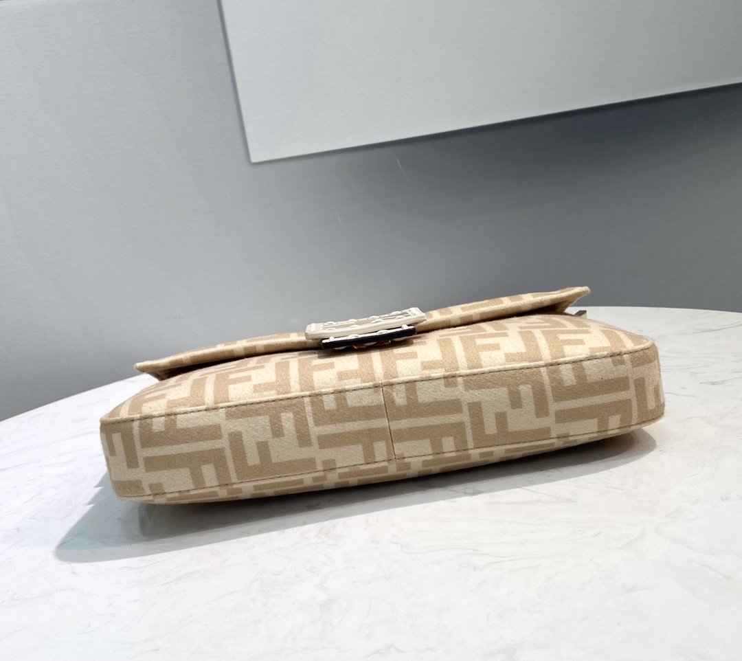 Baguette 1997 Wool Bag Beige For Women, Women’s Handbags, Shoulder Bags 10.6in/27cm FF 8BR792