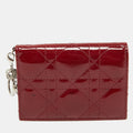 Dior Red Cannage  Leather Lady Dior Flap Card Holder