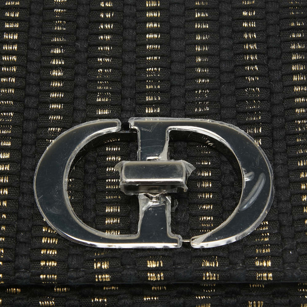Dior Black/gold Embroidered Fabric Small Caro Shoulder Bag