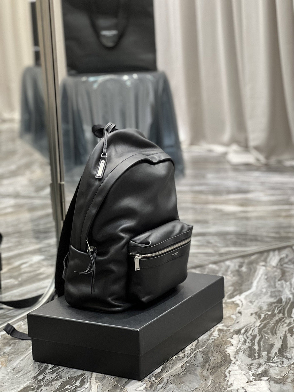Top Quality City Backpack In Unisex For Women 13.8in/35cm Black YSL