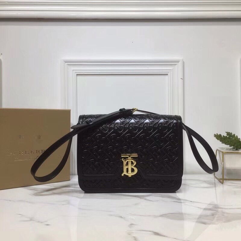 Burberry Small TB Crossbody Bag Quilted Monogram Black For Women, Bags 8.3in/21cm