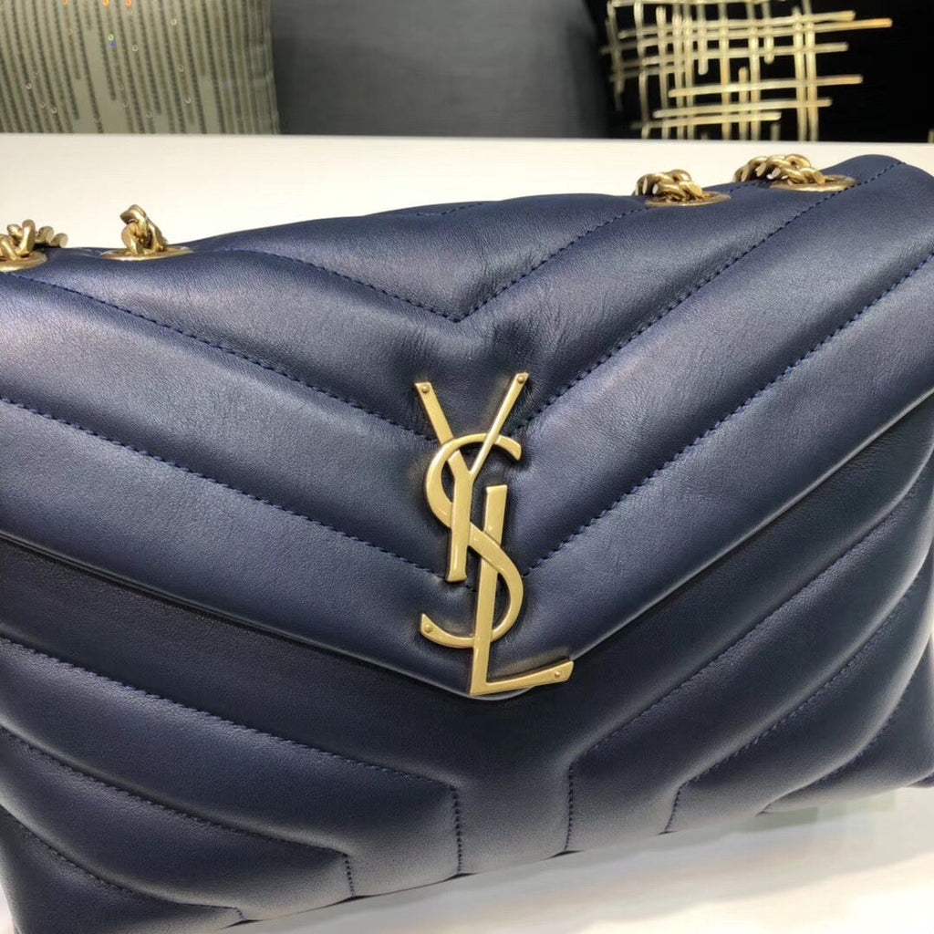 Top Quality Loulou Small Chain Bag In MatelassÃ© "Y" Blue For Women 9.8in/23cm YSL 494699DV7274147