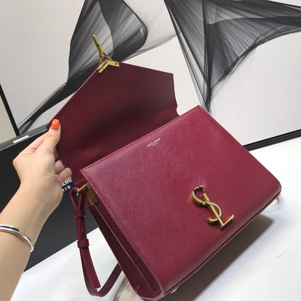 YSSL Cassandra Medium Top Handle Bag In Grain Burgundy For Women 9in/24.5cm YSL Â 578000BOW0W6475