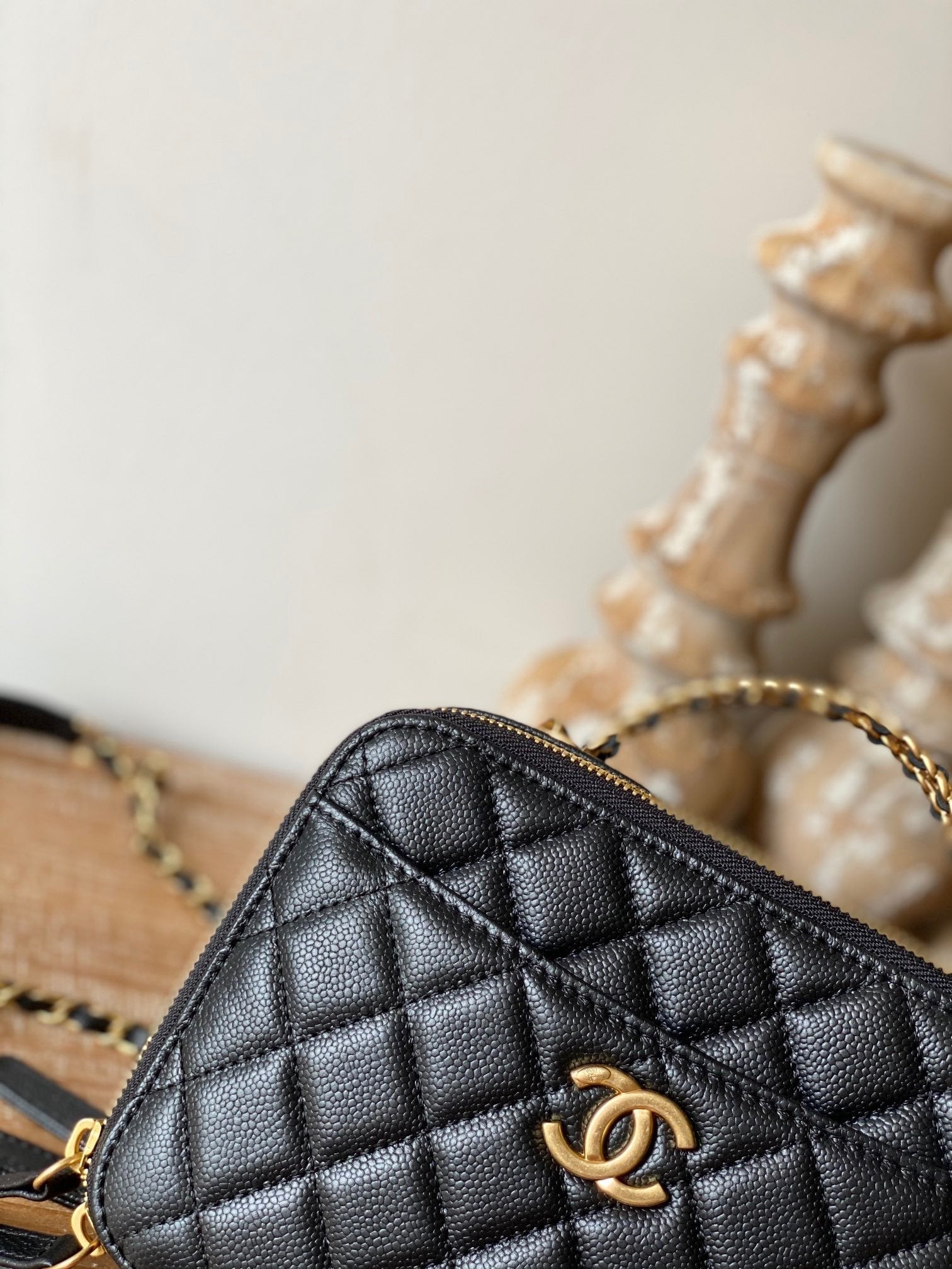ChanelÃ‚Â Small Vanity Case Gold Hardware Black For Women Handbags, Shoulder Bags 5.9in/15cm AS3228 B08008 94305