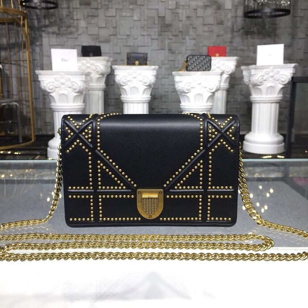 GLAMI GLAMIama Studded WOC Chain Clutch Black For Women 7.5in/19cm CD