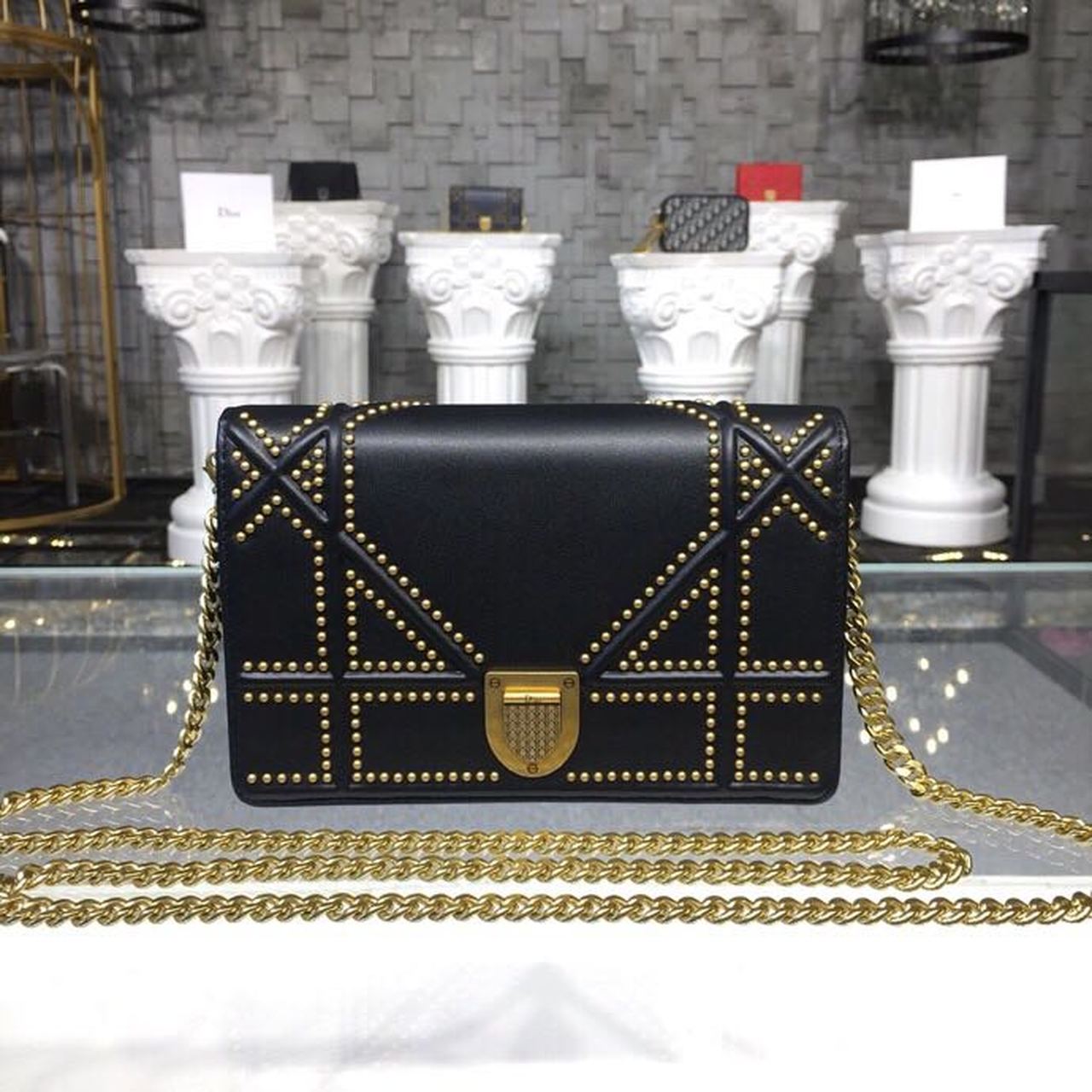 GLAMI GLAMIama Studded WOC Chain Clutch Black For Women 7.5in/19cm CD