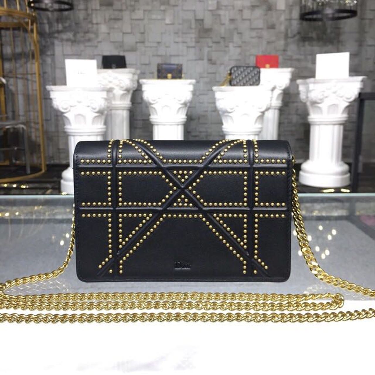 GLAMI GLAMIama Studded WOC Chain Clutch Black For Women 7.5in/19cm CD