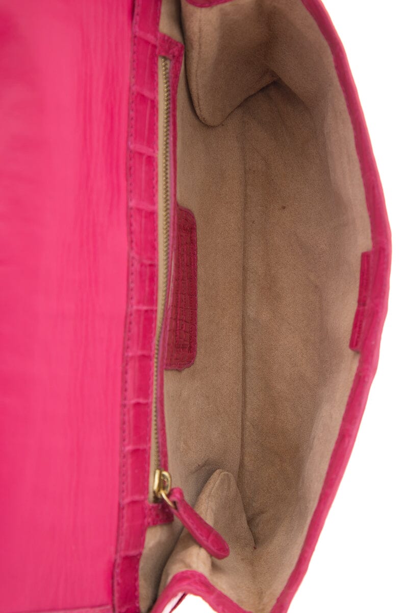 Nancy Gonzalez Pink Crocodile Clutch