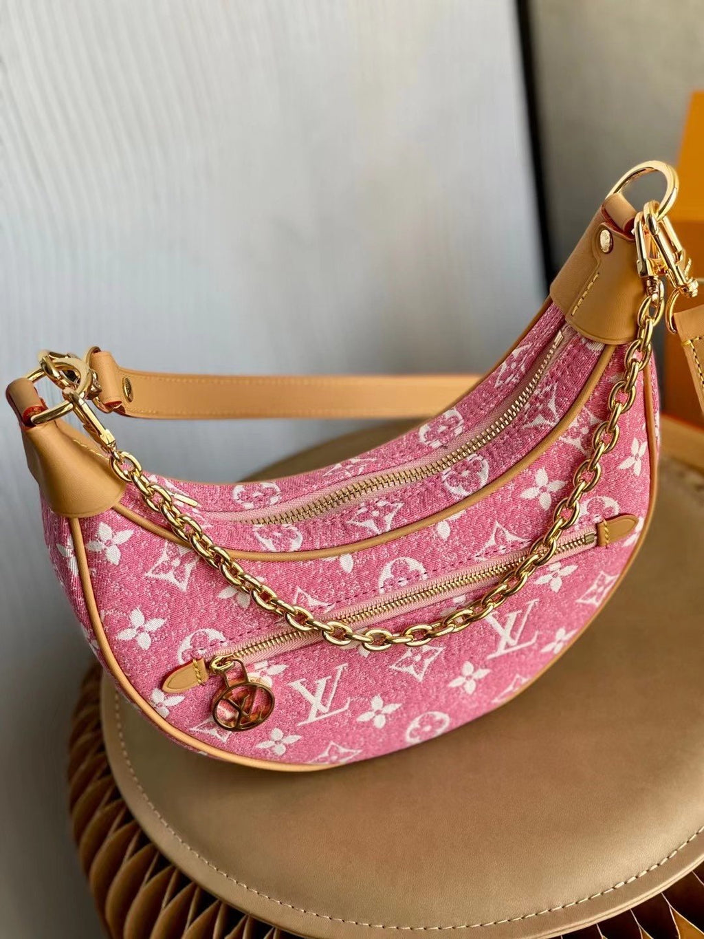 Louis Vuitton Loop Denim Pink For Women,  Shoulder Bags 9.1in/23cm Louis Vuitton