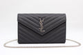 Top Quality Cassandre MatelassÃ© Chain Wallet In Grain De Poudre Embossed Black For Women 8.8in/23cm YSL 377828BOW021000