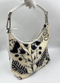 Vintage Gucci Shoulder Bag with Navy & White Flower Pattern