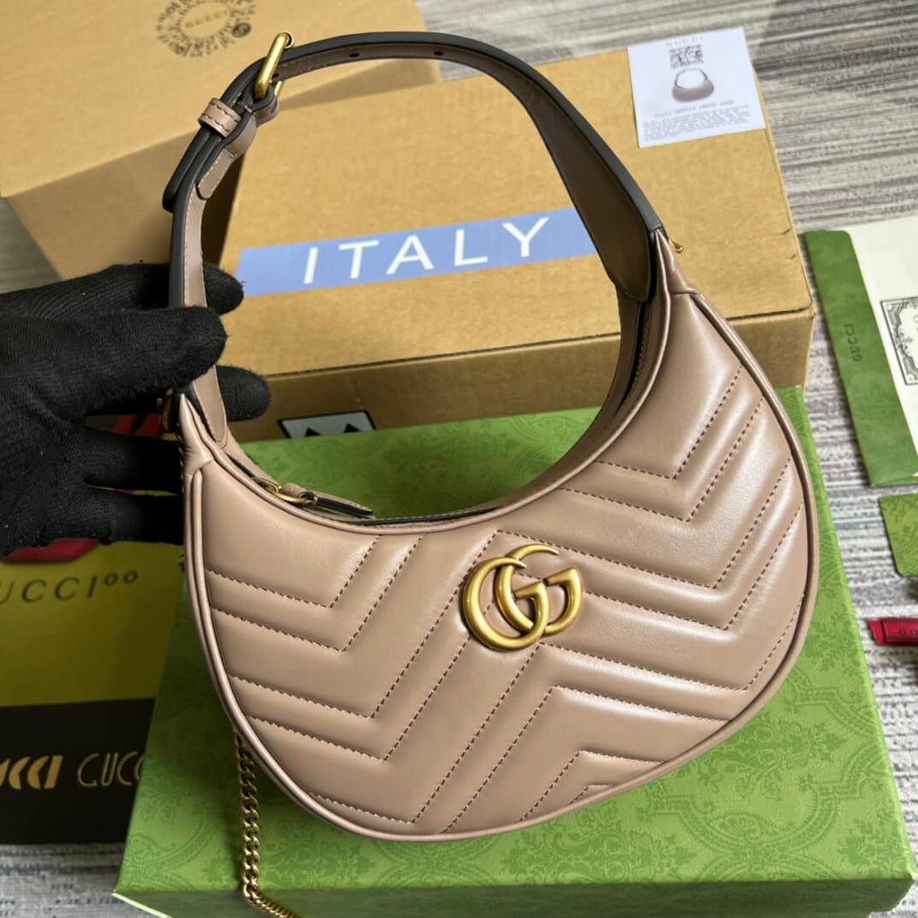 GC 699514 Mini Handbag 21cm Milk tea color COWHIDE/ REAL LEATHER