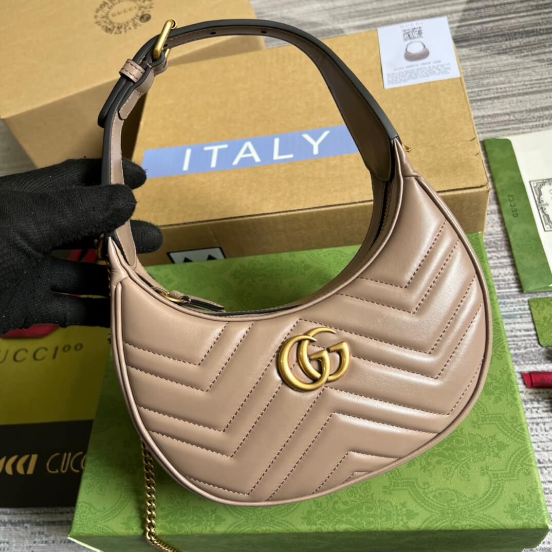GC 699514 Mini Handbag 21cm Milk tea color COWHIDE/ REAL LEATHER