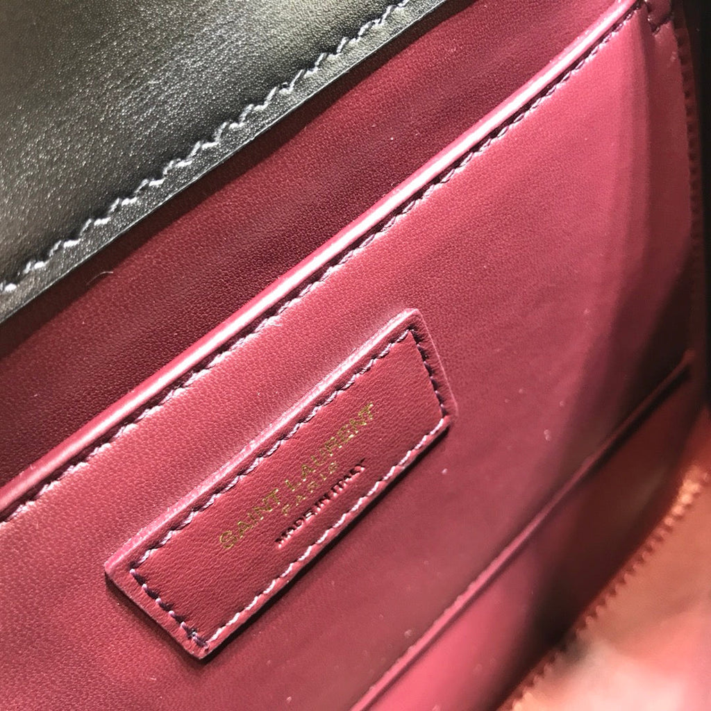 YSSL Cassandra Medium Top Handle Bag In Grain Black For Women 9in/24.5cm YSL 623931BOW0W1000