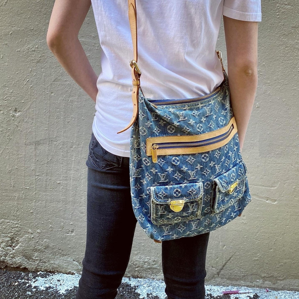 LOUIS VUITTON Denim Monogram Denim Baggy GM Bag