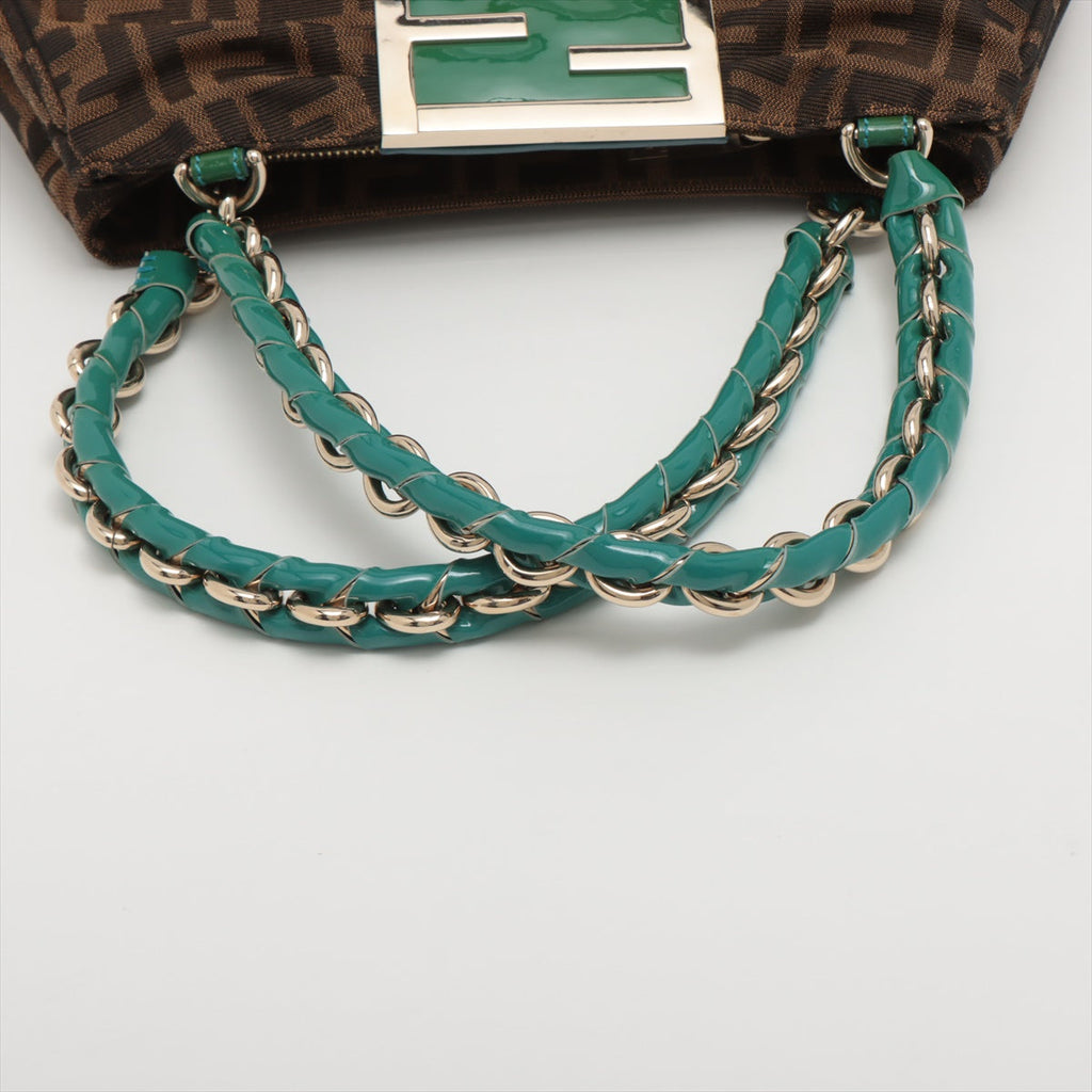Fendi Zucca Canvas Handbag Brown and Green