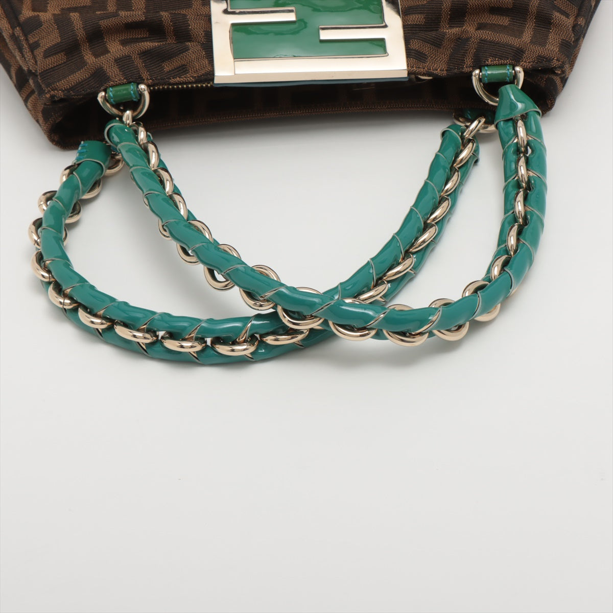Fendi Zucca Canvas Handbag Brown and Green