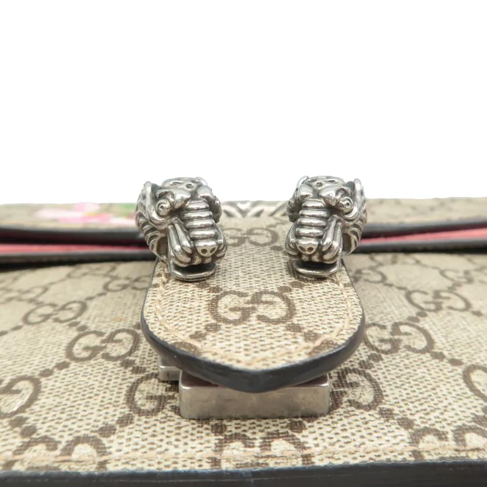 GUCCI Dionysus Medium Blooms Gucci Supreme Canvas Shoulder Bag Beige 400249