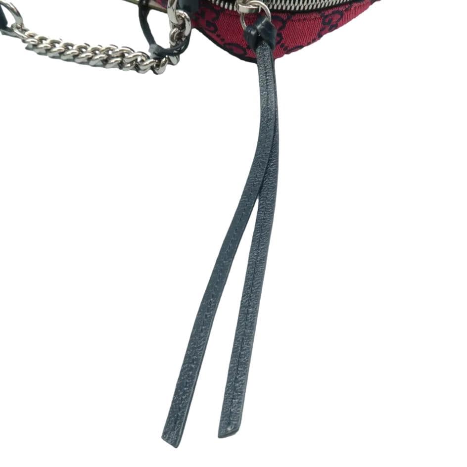 GUCCI Gucci Marmont Small Monogram Embroidered Diagonal Chain Shoulder Bag Red 447632