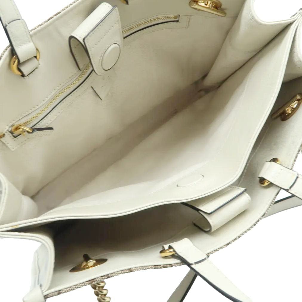 GUCCI Horsebit 1955 Gucci Supreme Canvas Tote Bag White 621144