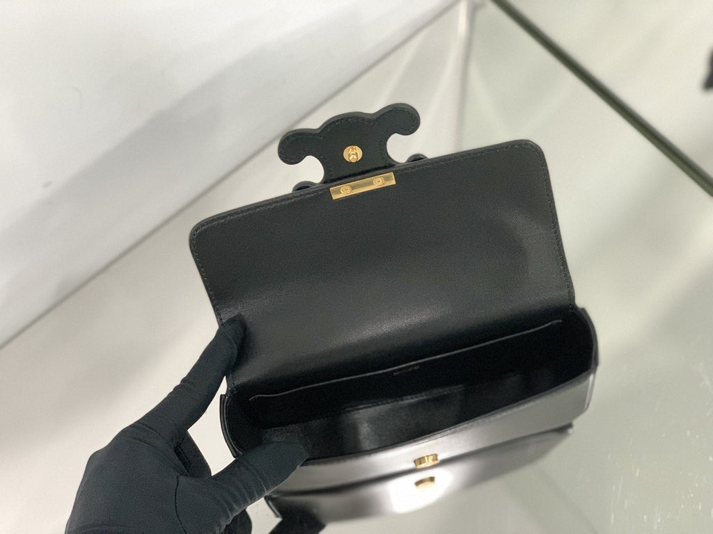 Chain Shoulder Bag Cuir Triomphe Black For Women 7.9in/20cm