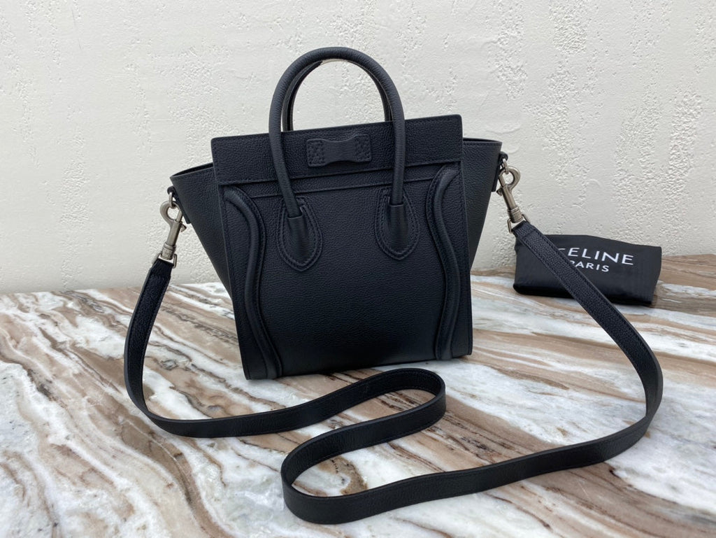 Top Quality Nano LuGucciage Bag In Drummed Black For WomLB 8in/20cm 189243DRU.38NO