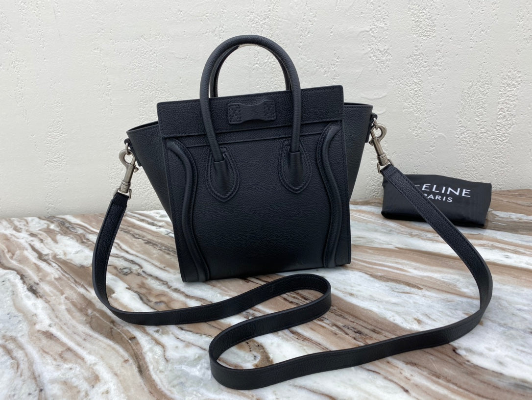Top Quality Nano LuGucciage Bag In Drummed Black For WomLB 8in/20cm 189243DRU.38NO
