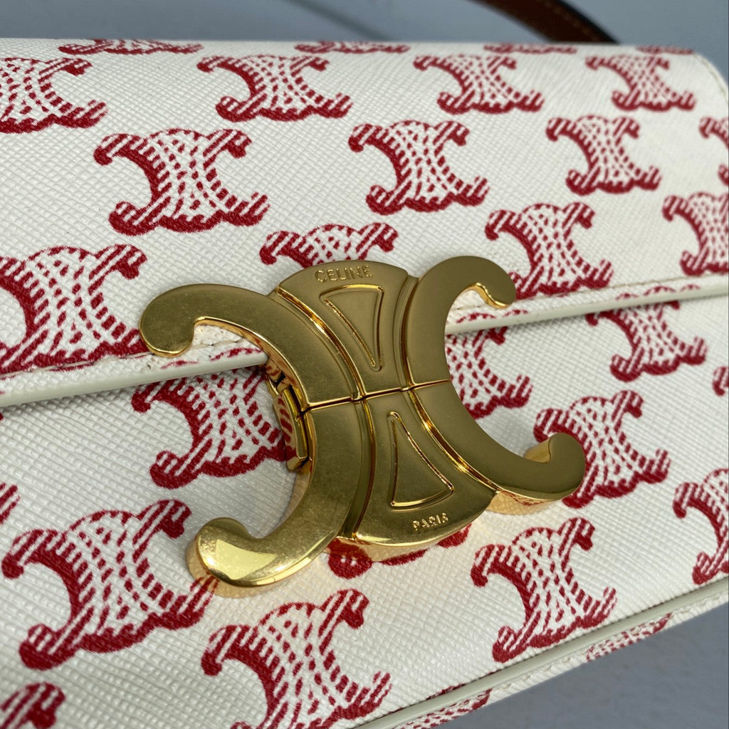 Triomphe Shoulder Bag In Triomphe CanvasÃ‚Â  Red For Women 8in/20cm 194142CUZ.27ED