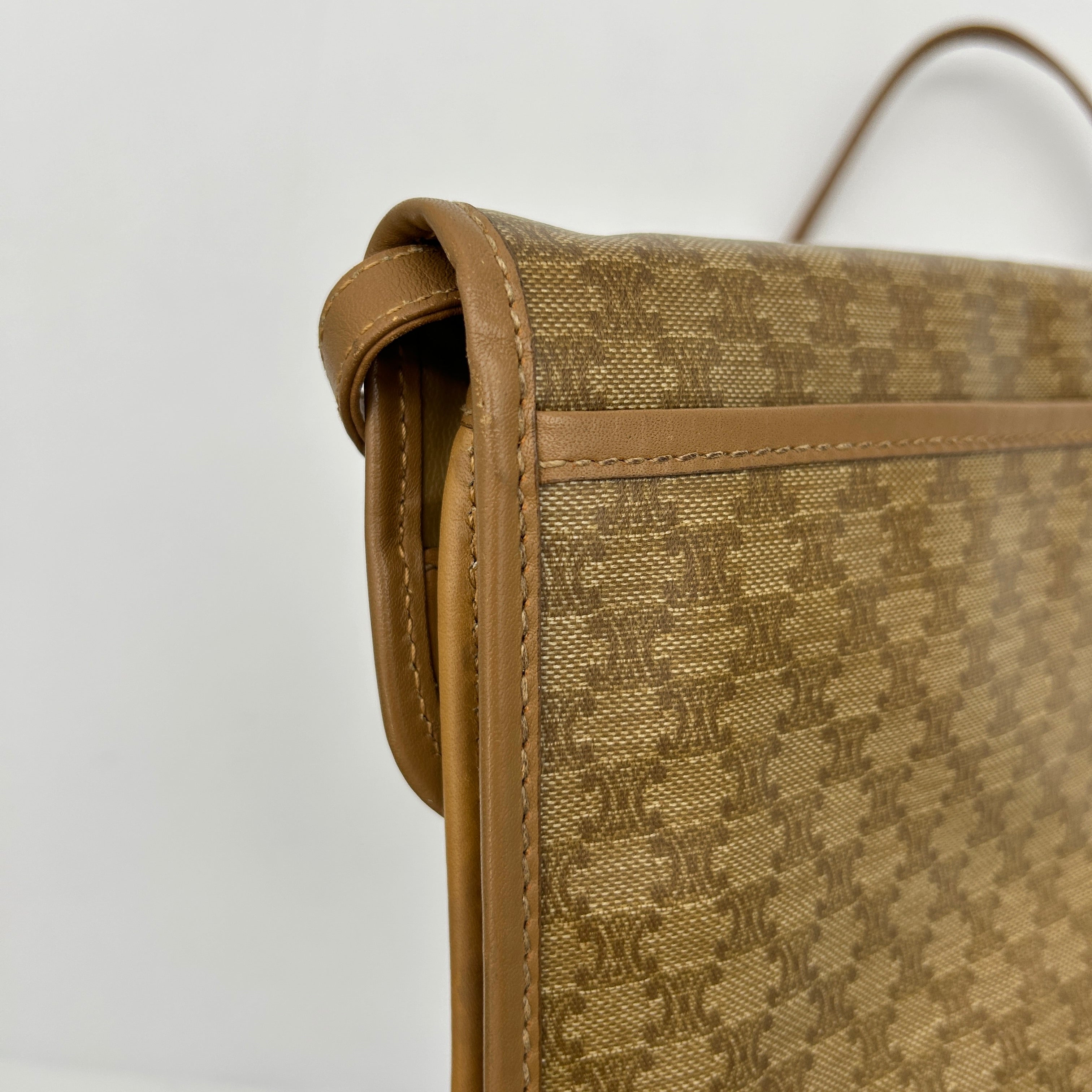 Celineline Macadam Beige Canvas Leather Shoulder Bag